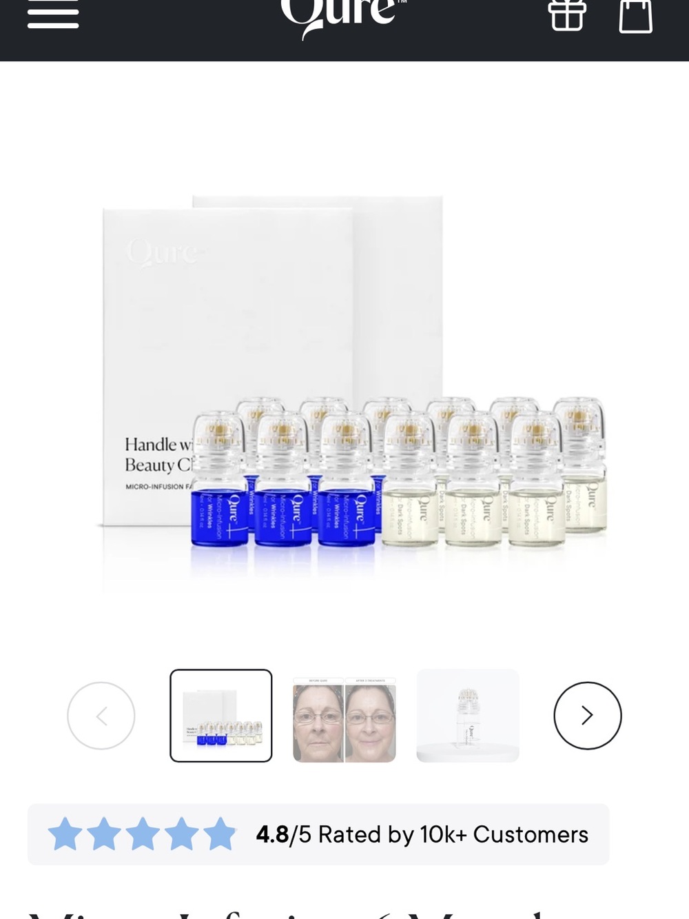 Qure MicroInfusion for wrinkles & dark spots. Never opened! 6 mo. supply